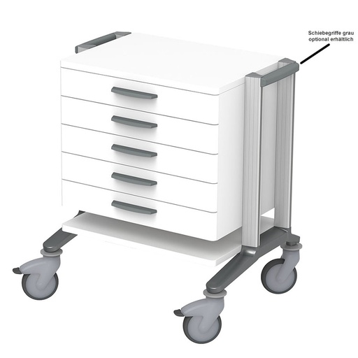 [22404-01] HAEBERLE doppio 60 Anaesthesia trolley with 2 shelves and 5 drawers white