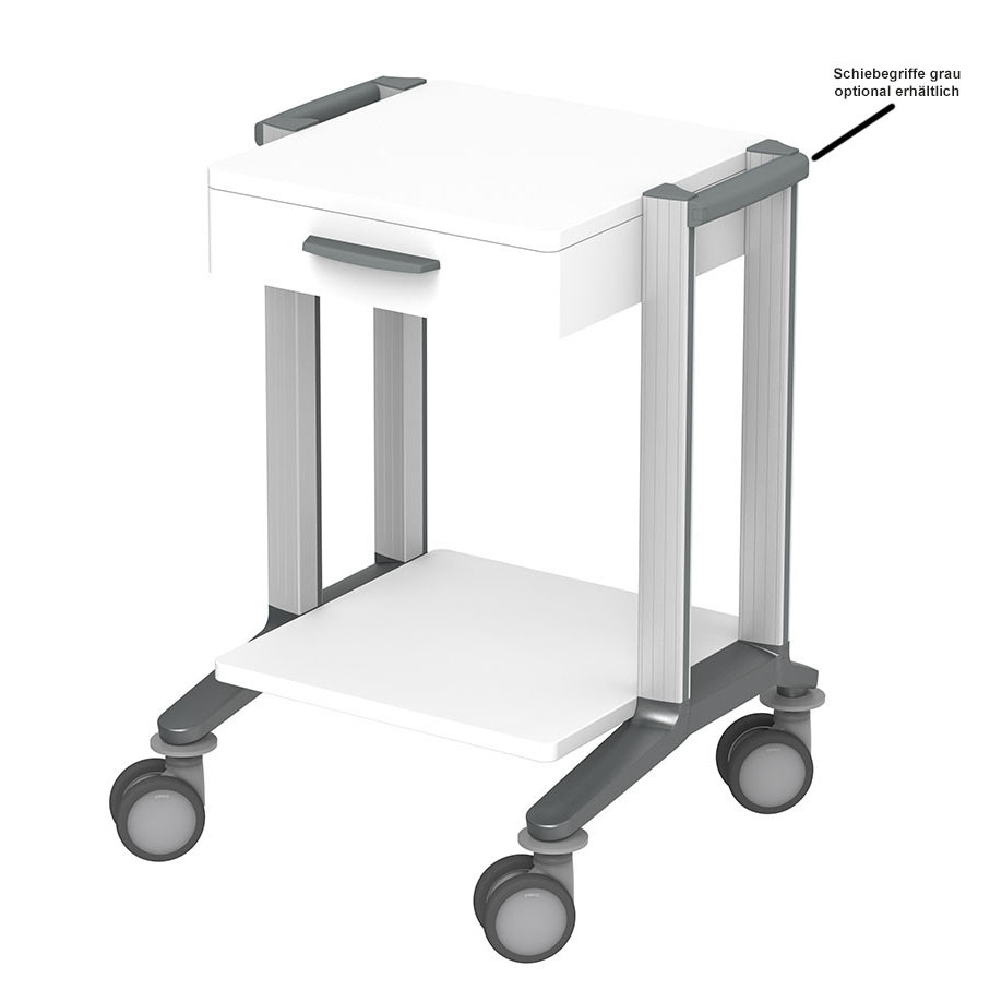 HAEBERLE doppio 45 Basiswagen mit 2 Ablageplatten und 1 Schublade weiß