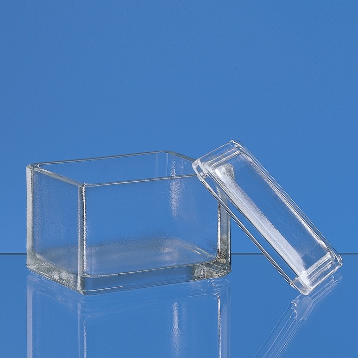 BRAND-MERZ Färbetrog, Natron-Kalk-Glas, mit Deckel 105 x 85 x 70 mm