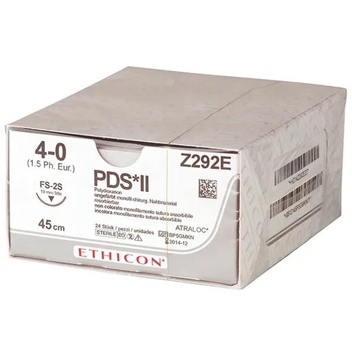 [15604-01] ETHICON PDS II Suture material PS2-Black undyed monofilament 0.45 m