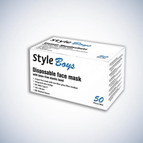 AMPRI Style Boys Non-woven face mask, 3-ply, blue 50 pieces