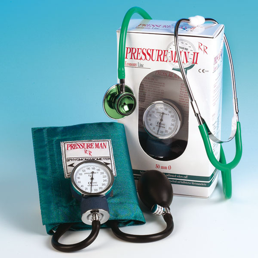 Pressure Man II Set Blood pressure monitor set - Chrome Line, with velcro cuff & stethoscope (in various colours)