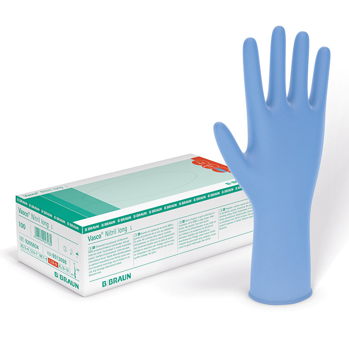 B.BRAUN Vasco Nitril long Schutzhandschuhe unsteril