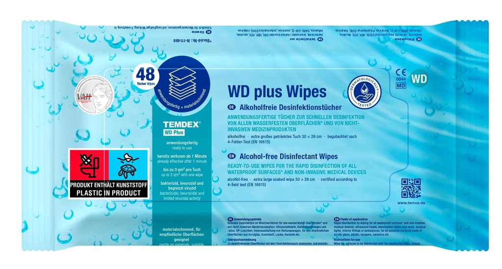 TEMDEX WD plus Wipes Wipe disinfection without alcohol 300 x 270 mm